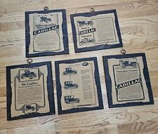 Cadillac Wall Plaque Display Advertisements Set Of Five Wood Paper Detroit MI picture