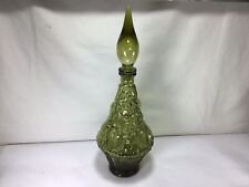 RR68 Vintage Italien Olive Green Glass Decanter Bottle For Adults Set of Only 1 picture