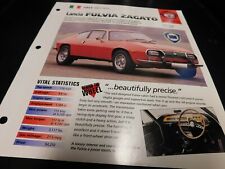 1965-1973 Lancia Fulvia Zagato Spec Sheet Brochure Photo Poster 66 67 68 69 70 picture