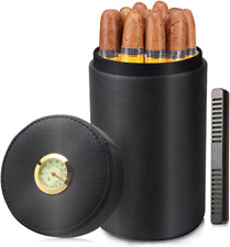 Cigar Humidor Case/Jar,Leather Cedar Wood Cigar Canister Portable for 12-16 Ciga picture