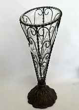 Caged Glass Flower Vase Vintage from Italy Moroccan Style 15.5