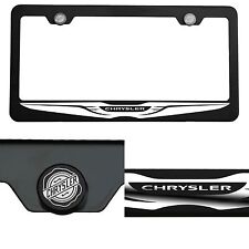 Laser Engraved Chrysler Logo Mirror Matte Black License Frame Stainless Steel picture