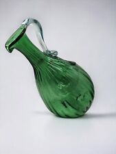 Vintage Exclusive Rare Emerald Hand Blown Glass Wine Pitcher with Ice Reservoir  picture
