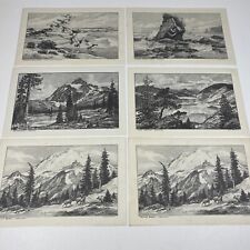 Lloyd Harting Art Sketch Placemat Collection Wa. State 6 Mats Cabin Art Nature picture