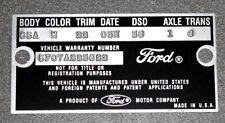1965 Mustang Falcon Data Plate Stamped with your Paint, Body, Color information picture