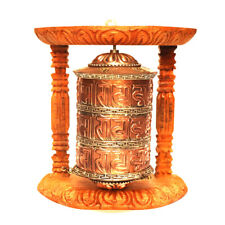 8 Inches Height Wooden Frame Tibetan Buddhist Wall Prayer Wheel, 3 Rows Mantra; picture