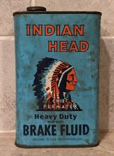 Indian Head Heavy Duty Hydraulic Brake Fluid Tin Can Vintage Chief Permatex picture