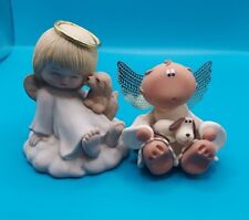 LOT: Halo Angel Figurine with Puppy & 2001 Angel Cheeks Figurine Angel With Dog picture