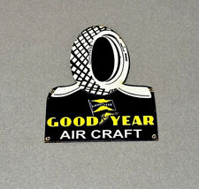 VINTAGE 12” GOODYEAR TIRES AIRCRAFT PLANE PORCELAIN SIGN CAR GAS OIL TRUCK picture