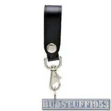 Perfect Fit Leather Key Strap Belt Keeper Swivel Key Ring - Black/Chrome picture
