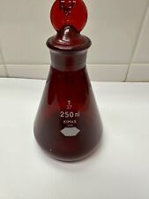 Vintage USA Kimax 250 ml Red Flask W/Stopper picture
