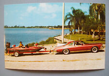 '74-'76 Buick Riviera launching a boat at a lake postcard  Florida? picture