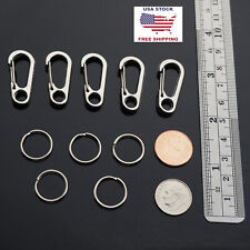 10x PCS Keyring Organizer EDC - 5 Small Split Key Rings & 5x 3.2mm Clips Silver picture
