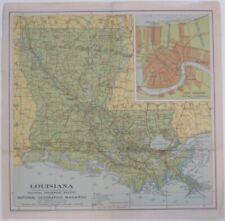 1930 National Geographic Road Map LOUISIANA New Orleans Ferry Old Spanish Trail picture