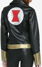 Her Universe Marvel Black Widow faux leather moto jacket Junior Girls Size Small picture