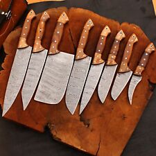 8 pcs CUSTOM HANDMADE CHEF SET DAMASCUS FORGED STEEL KITCHEN KNIFE-133 picture