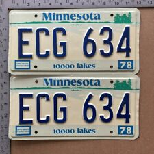 1978 Minnesota license plate pair ECG 634 YOM DMV Ford Chevy Dodge 15205 picture