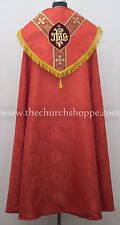 NEW Red Cope & Stole Set with IHS embroidery,capa pluvial,chape,far fronte picture