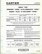 1964 V8 Dodge & Plymouth 313/318/273 Carter BBD Carburetor Sheets picture
