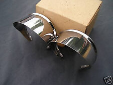 NEW PAIR OF ACCESSORY STAINLESS STEEL MIRROR VISORS FOR 4 & 5 INCH ROUND MIRRORS picture