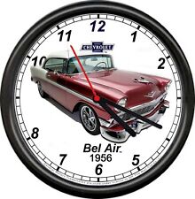 Licensed 1956 Chevy Bel Air Muscle Car General Motors Retro Sign Wall Clock picture