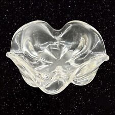 Vintage Murano Clear Art Glass Bowl Ashtray W Ruffled Edges Circa 5.5”W 2”T picture