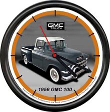 Licensed 1956 GMC Black White Stepside Pickup Truck General Motors Wall Clock picture