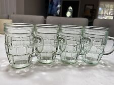 Set of 4 Barrel Shape Root Beer Mug Green Tinted Depression Glass Numbered picture