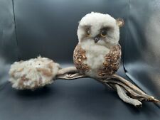Vintage Wool Owl Mother & Babies On A Nest Sculpture, MCM, 20