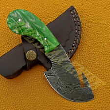 Custom Handmade Damascus Steel Hunting Skinner Knife Resin Handle Leather Sheath picture