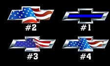Chevrolet Bow-Tie with American Flag - Chevrolet Bow-Tie Blue Line Sticker Decal picture