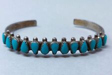 Old Pawn Navajo Single Row Turquoise Sterling Silver Cuff Bracelet picture