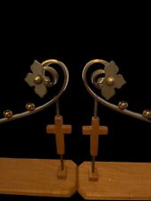 Rare Pair of Hand Forged Brass Church Alter 5 Candelabra 1 of a kind Brutalist picture