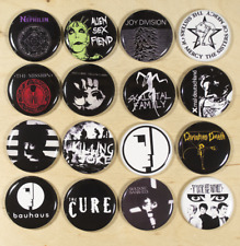 80s Goth bands 1.25 Inch Buttons Set of 16 Pins Badges post punk picture