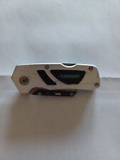 HUSKY Compact Folding LockBack Utility Knife, Box Cutter, Silver & Black picture
