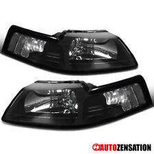 Fit 1999-2004 Ford Mustang GT SVT Cobra Black Headlights Corner Lamps Left+Right picture