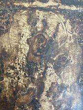RARE Antique 16-17th C Oil Painting Santos wood plaque Christian Religion Idol picture