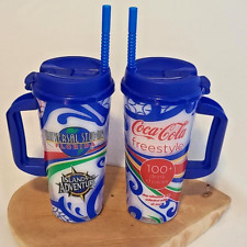 2X Universal Studios Florida Coca-Cola Freestyle Refillable Cup Mug w/Lid Straw picture
