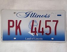 ILLINOIS License Plate 2011-2015 White Red Blue PK 4457 Land of Lincoln picture