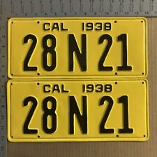 1938 California license plate pair 28 N 21 YOM DMV SHOW CAR READY 13625 picture