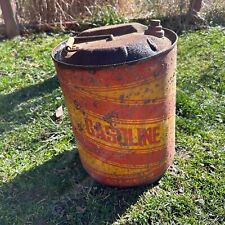 Vintage Stancan Standard Gasoline Red Yellow Fuel Can Farm Home Barn Memorabilia picture