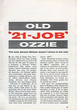 1962 TV ARTICLE ~ ADVENTURES of OZZIE and HARRIET STAGE FIVE PRODUCTIONS picture