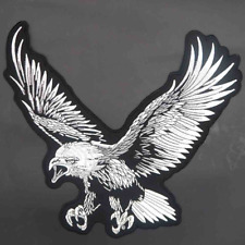 Silvery Ferocious Eagle Full Back Embroidered Patches for Clothing Iron on Biker picture