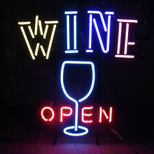 Wine Glass Open Neon Sign Light Beer Bar Pub Wall Hanging Handcraft Art 20