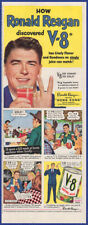 Vintage 1952 V-8 Vegetable Juice Ronald Reagan Ephemera 1950's Print Ad picture
