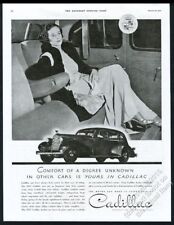 1935 Cadillac sedan car woman in back seat photo vintage print ad picture