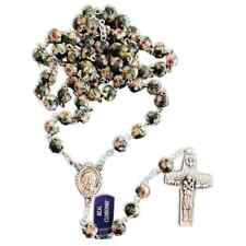 St. Padre Pio Black Rosary Blessed By Pope with Relic picture