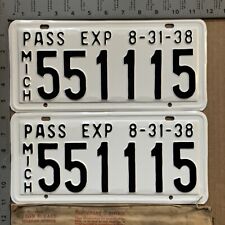 1938 Michigan license plate pair 55 111 5 YOM DMV Ford Chevy Dodge 9813 picture