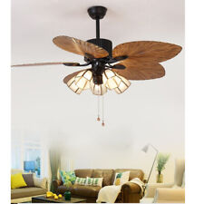 52'' 5 Blades Ceiling Fan w/ LED Light With Remote Control Tropical Palm Leaf  picture