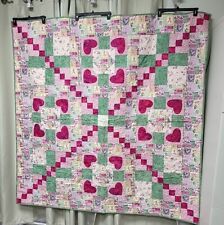 BREAST CANCER AWARENESS Pink hearts/ribbon Hand Crafted Quilt 66